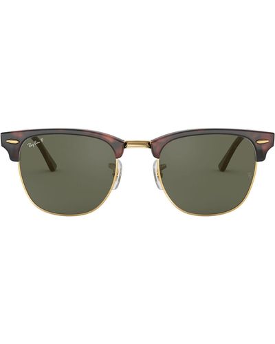 Ray-Ban Rb3016 Clubmaster Polarized Square Sunglasses - Green