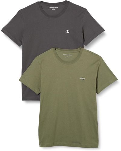 Calvin Klein T-Shirts Kurzarm 2 Pack Monologo T-Shirt Rundhalsausschnitt - Grau