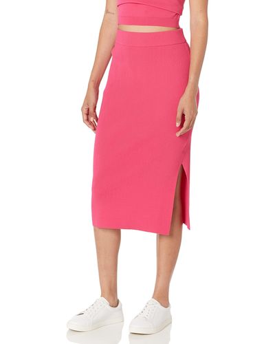 The Drop 's Vera Slim Side Slit Midi Sweater Skirt - Pink