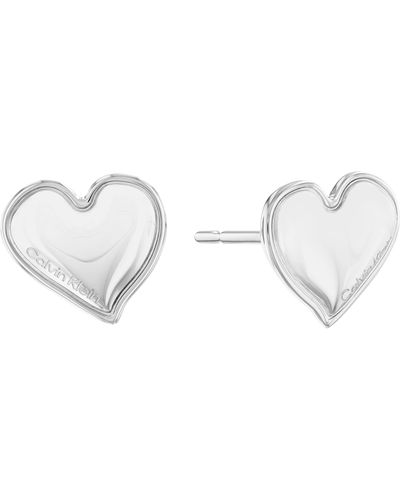 Calvin Klein Jewelry Heart Stud Earrings Color: Silver - Black
