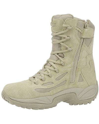 Reebok Mens Rapid Response Rb Safety Toe 8" Stealth With Side Zipper Military Tactical Boot - Natural