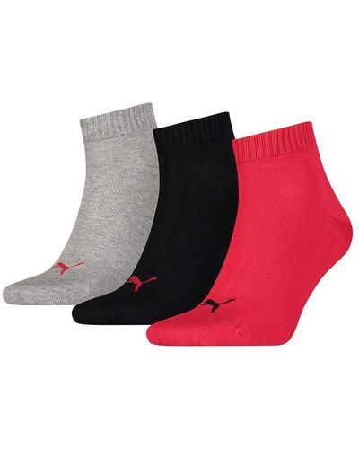 PUMA Quarters Socken 3P- Calcetines - Rojo