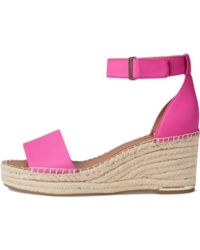 Franco Sarto S Clemens Jute Wrapped Espadrille Wedge Sandals Fuxia Pink Leather 5.5m