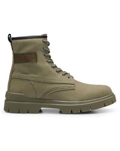 HUGO Ryan Canvas Lace-up Boots - Green