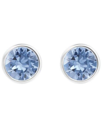 Swarovski Boucles d'oreilles en rhodium avec solitaire en cristal bleu #5101342