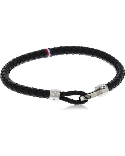 Tommy Hilfiger Casual Core Bracelet Black Leather And Steel 2790270s - Zwart