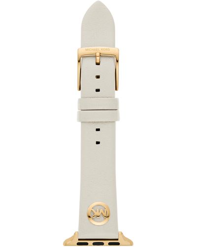 Michael Kors Cinturino da donna in pelle beige crema per Apple Watch 38/40/41 mm e 42/44/45/49 mm - Metallizzato