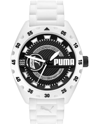 PUMA Street V2 Wit Castorolie Horloge Met Drie Wijzers En Datum - Metallic