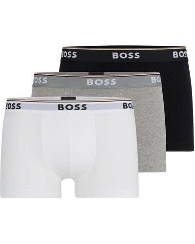 BOSS Paquete de tres calzoncillos de algodón elástico con logo en la cinturilla - Negro