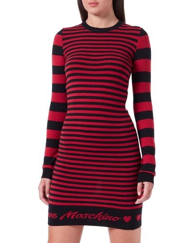 Love Moschino Long-Sleeved Tube Blended Wool Dress - Rot