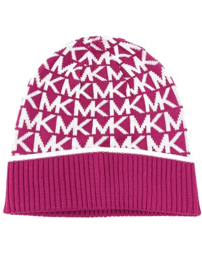 Michael Kors Michael Mütze Bordered MK Logo Cuff Beanie - Pink