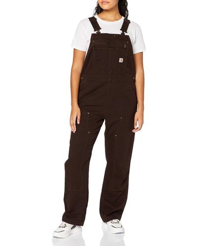 Carhartt S Crawford Double Front Bib Overalls Coveralls - Brown