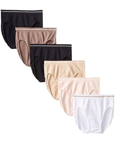 Ellen Tracy Seamless Flawless Fit Hi Cut Brief Panty (pack Of 6) - Black