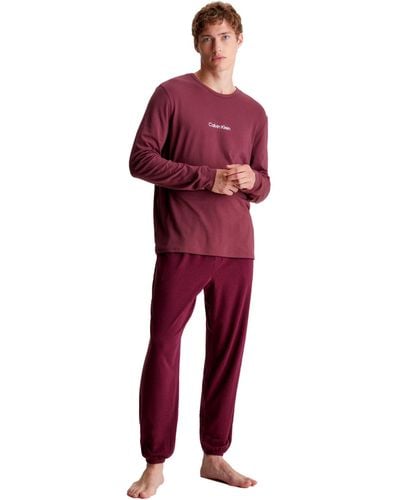 Calvin Klein Pyjama-Set L/S Jogger Lang - Rot