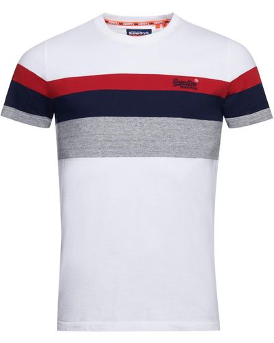 Superdry Shirt OL Classic YD Stripe tee Optic L Hombre - Blanco