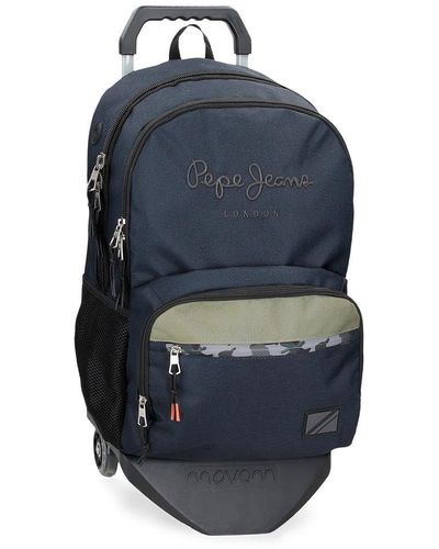 Pepe Jeans Cromwell Double Compartment School Backpack With Trolley Black 33 X 46 X 15 Cm Polyester 22.77l - Blue