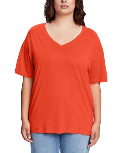 Esprit Curvy T-Shirt mit V-Ausschnitt - Orange