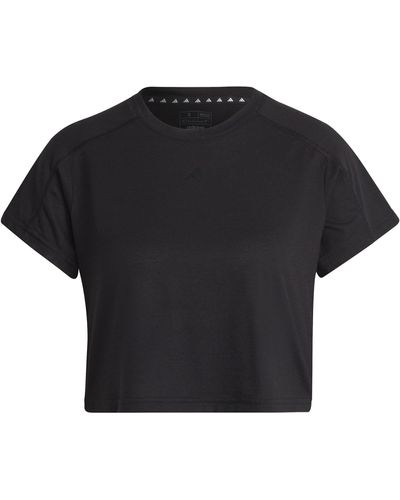adidas Aeroready Train Essentials 3 Bar Logo Crop Short Sleeve T-shirt - Zwart