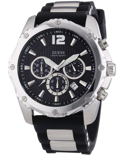 Guess S Watch Black Tone Chronograph Sports Collection W0167g1 - Grey