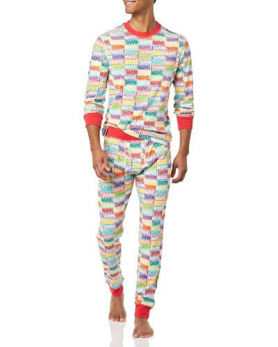 thumbnail image 2 of Marvel Flannel Pajama Set For Men - 100% Cotton Comfortable Sleepwear, Drawstring Waist Pants & Crew Neck Top, Official Licensed Marvel Product 2 of 12