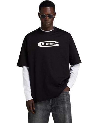 G-Star RAW Camiseta Old School Logo Boxy Para Hombre - Negro