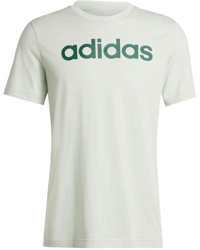 adidas Essentials Single Jersey Linear Embroidered Logo T-Shirt - Weiß