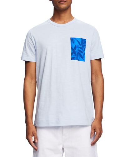 Esprit Jersey-T-Shirt mit Brust-Print - Blau