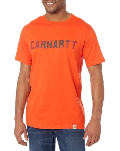 Carhartt Force Relaxed Fit Midweight Short Sleeve Block Logo Graphic T-shirt - Orange