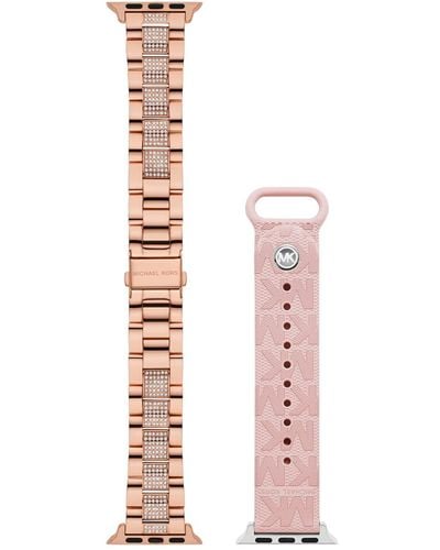 Michael Kors 38/40mm Blush And Rose Gold Rubber And Stainless Steel Band For Apple Watch® - Pink