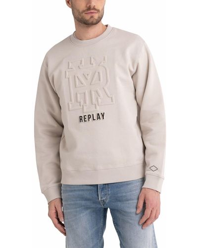 Replay Men's Sweatshirt Logo Without Hood - Blue