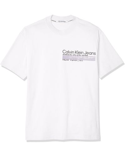Calvin Klein T-SHIRT GIROCOLLO BIANCA CON STAMPA IN RILIEVO - Weiß