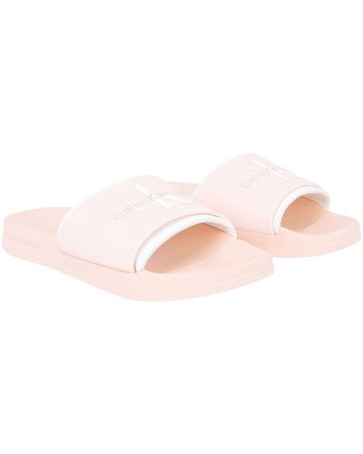 Calvin Klein Pool Slides Monogram Tpu Sandals - Pink