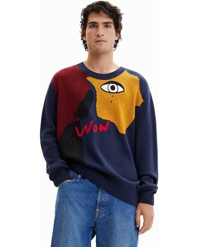 Desigual Jers_alonzo 5000 Navy Pullover Sweater - Blauw