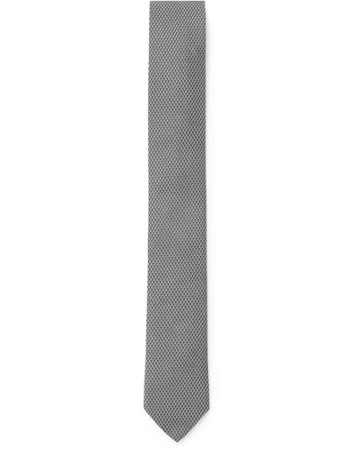 HUGO Micro-patterned Tie In Silk Jacquard - Grey