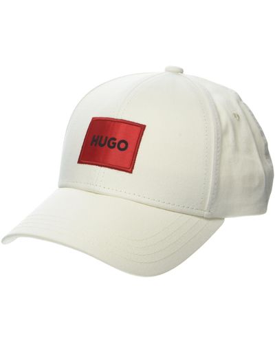 HUGO Square Logo Cotton Cap Baseball - White