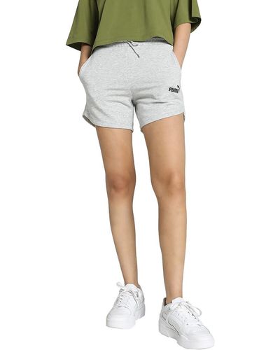 PUMA Sporthose "Essentials Hochgeschnittene Shorts Damen" - Grau