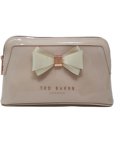 Ted Baker Aimee Curve Bow Make Up Bag In Light Pink - Metallic