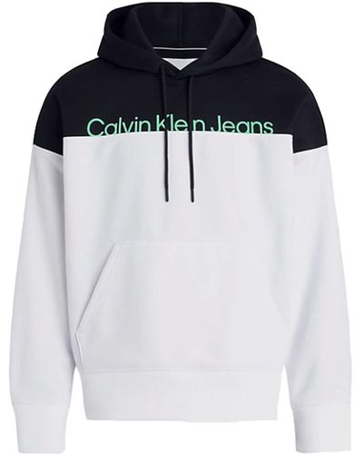 Calvin Klein Felpe ica Lunga Poliestere e nero Bianco - Blu