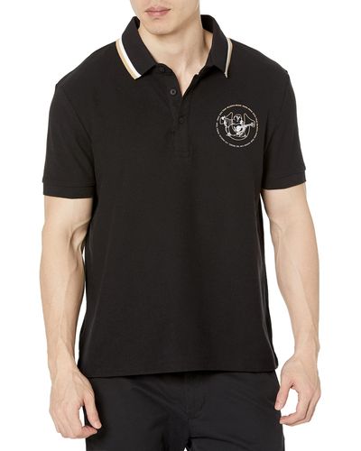 True Religion Relaxed Ss Tipped Polo Shirt - Black