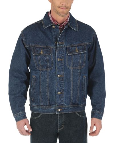 Wrangler Rugged Wear Unlined Denim Jacket,antique Indigo,large Tall - Gray