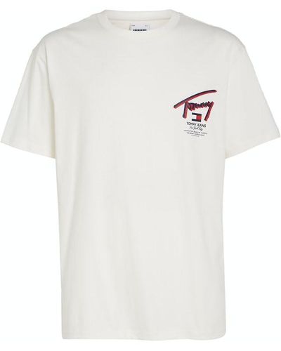 Tommy Hilfiger T-Shirt SIGNATUR-LOGO Regular Fit - Weiß