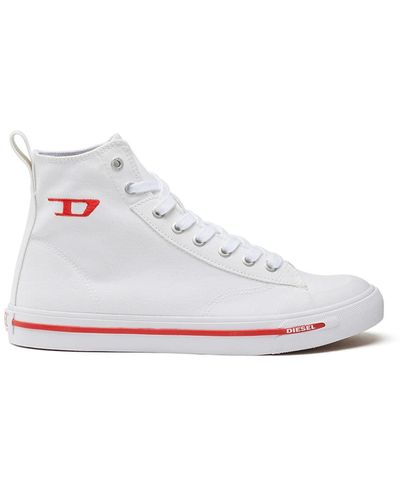 DIESEL High-top Canvas Trainers With Oval Patch - White
