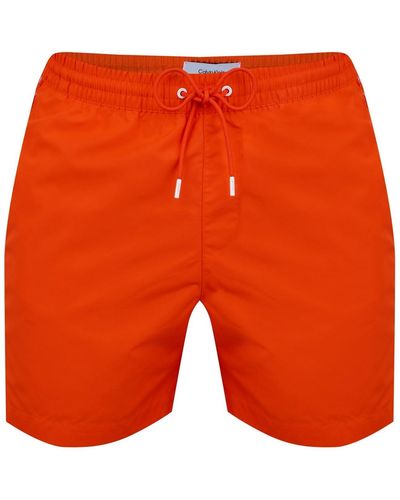 Calvin Klein Swim Trunks Medium Drawstring Mid-length - Orange