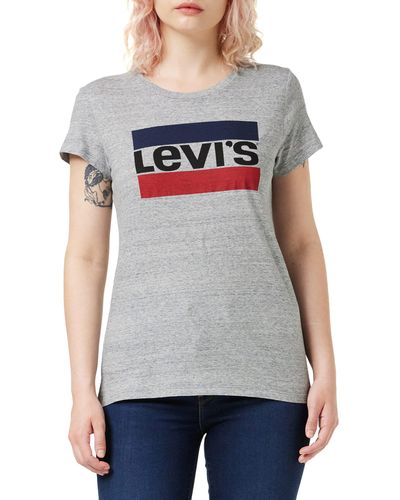 Levi's The Perfect Tee Sportswear Logo Smokest Maglietta da Donna - Grigio