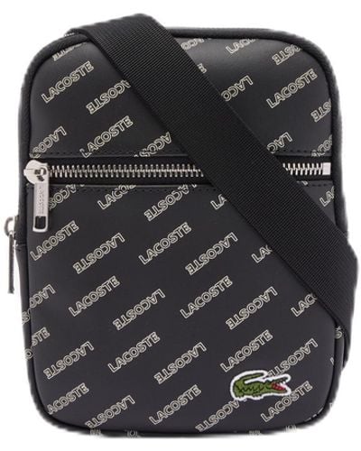 Lacoste Kleine Platte Crossbody Tas Met Lcst Logo Voor - Zwart