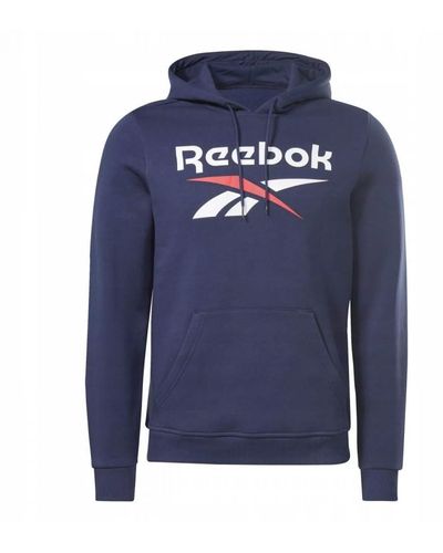 Reebok Identity Fleece-Pullover con Logo impilato Felpa a iche Lunghe con Grafica - Blu