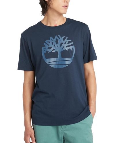 Timberland Shirt - 'Kennebec River Tree Logo' - Girocollo - Blu