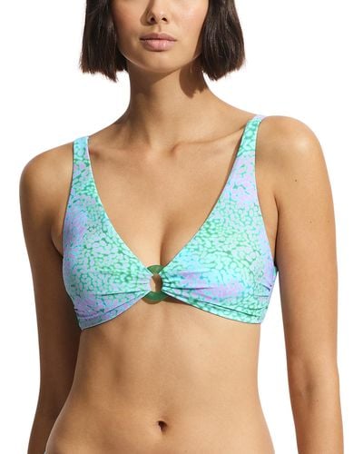 Seafolly Standard Longline Tri Bikini Top Badeanzug - Blau