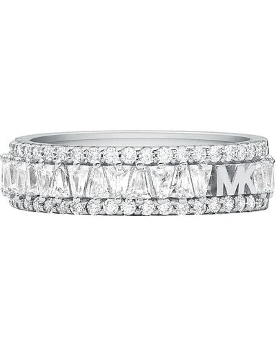 Michael Kors Premium Kors Mk Sterling Silver Band Ring - White