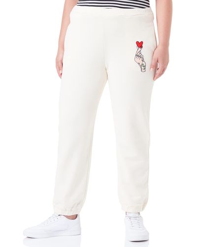 Love Moschino Moschino Elastic Waist And Hems Personalised with Logo Embroidered Patch Pantaloni Casual - Bianco